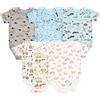 Vicloon Set di 5 Body Neonato e Neonata, Body a Maniche Corte in 100% Cotone, con Comoda Apertura, Unisex 9-12 Mesi, Idee Regalo Nascita (A)