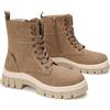 GLAMORA Stivaletti donna tipo militare con lacci e zip laterale, design urbano invernale con suola antiscivolo e piattaforma comoda per l'uso quotidiano, lavoro e passeggiate, cammello, 38 EU