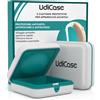 Udivita 2 Custodie Porta Apparecchi Acustici - UdiCase Antiurto Antipolvere Antischizzi - Interno Morbido Apertura Rapida con Piedini Antiscivolo - Contenitore Impermeabile Rigido Portatile per Viaggi 7x7x3cm
