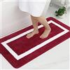 Homaxy - Tappetino da bagno antiscivolo, lavabile, in morbida microfibra a pelo lungo, 60 x 120 cm, rosso vino