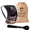 Divit Horn Boccale Vichingo in Corno Autentico Divit | Boccale con coperchio per birra autentico e medievale | capienza di 700 ml (24 oz) | Boccale in corno della migliore qualità