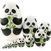 Winterworm Set di 10 pezzi carino a forma di uovo di panda giocattolo impilabile in legno fatto a mano bambole matrioska bambole babushka bambole panda roba uovo di Pasqua per bambini Panda orso giocattolo Panda
