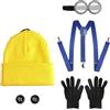 HexinYigjly Set di costumi di Halloween da 7 pezzi per uomo, donna e bambino, costumi cosplay con cappello di Halloween,set di accessori gialli per feste cosplay e costumi di Carnevale per adulti