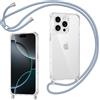 Coiwxmoi Cover per iPhone 13 Pro con Cordino, Custodia Trasparente con Regolabile Collana Ultra Sottile Antiurto TPU Silicone Bumper Protettiva Case con Laccio Tracolla per iPhone 13 Pro, Blu