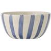 Bloomingville Creative Collection Begonia 82060956 - Ciotola in gres porcellanato dipinto a mano con motivo a righe, lavabile in lavastoviglie, microonde e forno, 500 ml, diametro: 14 cm, altezza: 7 cm, colore: Blu