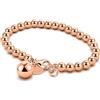 Dankadi Bracciale di Perle per Donna in Argento 925 Larghezza 4MM 6MM Senza e Con Ciondolo a Cuore, Lunghezza 13-21CM Doré Oro Rosa Regalo Festa della Mamma Uomo, 20CM, Argento