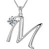 Aurora Tears Argento Sterling 925 Lettera M Collane Cubic Zirconia Alfabeto Iniziale M Pendente Gioielli Regali per Donne e Ragazze DP0166M