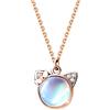 Bellitia Jewelry Collana con ciondolo pietra di luna in argento sterling 925 placcato oro rosa per donna, collana pendente con motivo a gatto con catena a clavicola, regalo delicato per San Valentino