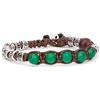 Tamashii bracciale ruota della Preghiera con 5 pietre agata verde multifaceted da 6 mm e cilindri in argento con inciso il mantra. BHS924-S4-12