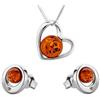 Copal Set Di Gioielli Con Ambra Collana E Orecchini In Argento 925