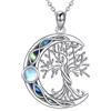 YAFEINI Collana dell'Albero della Vita 925 Argento Sterling Pietra Lunare Celtica Irlandese Nodo Lunare Collana Ciondolo Gioielleria Regalo, 18+2, Argento sterling, Non è una pietra preziosa