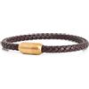 Akitsune Bracciale in pelle Silvus con chiusura magnetica | 5 mm | Bracciale per donna e uomo, acciaio inossidabile, bracciale semplice - Oro - Marrone, 22,5 cm