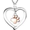 Lytoptop Collana in argento Sterling S925 a forma di cuore con ciondolo a forma di zampa d'oro rosa