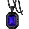 FaithHeart Collana Uomo Vichingo Pendentivo in Ottagono Cristallo Rosso Smeraldo Ossidiana con Rune Vichinghe Accessorio Moda Unico Perfetto per Regalo Stile Personale