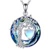POPLYKE Collana Albero della Vita per Donna in Argento Sterling 925 con Ciondolo Birthstone e Cristallo, Gioielli per Matrimonio per Donna e Sorella, Large, Argento sterling, Pietra di luna