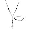 Breil, Collezione Code, Kit Bracciale e Collana Uomo, Set Gioielli in Acciaio Lucido e Onice Nera Opaca, Elemento a Croce, Chiusura a Moschettone, Bracciale 17-22 cm, Collana 63 cm, Idea Regalo Uomo