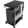 PUTORSEN Carrello per computer a torre - Carrello CPU a 2 livelli con 4 rotelle, supporto a rotelle con pannello forato e 2 ganci, altezza regolabile da 51,9 cm a 76,8 cm, per ufficio, casa e gaming