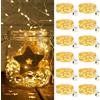 bitjam 12 pezzi catena luminosa a LED con batteria piccola con 3 modalità di luce, 2 m, 20 LED, funzionamento a batteria, impermeabile, filo per Natale, matrimoni, feste, interni, bianco caldo