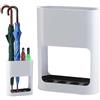 ARCPNRT Portaombrelli con vassoio raccogligocce rimovibile, 22 x 9 x 28 cm, 4 scomparti, per casa, interni, per ombrelli lunghi e corti, colore bianco