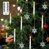 yunsheng 12 candele per albero di Natale con timer remoto, candele a LED senza fiamma a batteria, tremolanti per Natale, casa, matrimonio, regalo, con gancio in metallo e fiocco di neve trasparente in