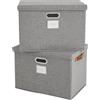 Bagnizer Scatole portaoggetti con coperchio, pieghevoli in tessuto, grandi, impilabili, per scaffali, organizer per vestiti, guardaroba, colore grigio, 43 x 30 x 30 cm