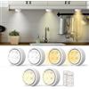 Moman Luci LED Armadio 6 Pezzi, 3 Temperature di Colore Sottopensile con Telecomando, Dimmerabile, a Batterie, Timer, Luce Notturna Cucina Camera Vetrina (T048)
