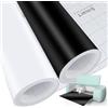 Zinueen 2 rotoli Smart Vinyl Permanent per Cricut Explore 3/Maker 3, Smart Adhesive Vinyl Permanent 33x200cm nero+bianco pellicola plotter autoadesiva rotolo di vinile per magliette DIY tazze auto banner