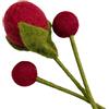 Your Castle Filzblumen fiori decorativi fatti a mano per creazioni individuali, regalo sostenibile, commercio equo, fiori artificiali realistici, 3 pezzi in rosso scuro