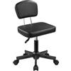 WKWKER Sgabello girevole con schienale regolabile in altezza, sgabello girevole a 360°, con ruote, seduta quadrata, in pelle PU, per camera da letto, bancone, negozio, salone, massaggi, casa, ufficio, lavoro