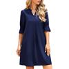 Enmain Vestiti Donna Elegante Casual Abito con Scollo a V e Maniche Corte a Volant da Ufficio Spiaggia Vacanza Bordeaux M