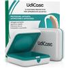 Udivita 2 Custodie Porta Apparecchi Acustici - UdiCase Protezione da Polvere Urti e Liquidi - Interno Ergonomico Apertura Rapida con Piedini Antiscivolo - Contenitore 7x7x3cm Tascabile Impermeabile e Compatto