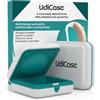 Udivita 2 Custodie Porta Apparecchi Acustici - UdiCase Tascabile 7x7x3cm Design Compatto - Contenitore Impermeabile Protezione da Polvere Urti Liquidi - Interno Morbido Apertura Rapida con Piedini Antiscivolo