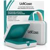 Udivita 2 Custodie Porta Apparecchi Acustici - UdiCase Interno Ergonomico e Apertura Rapida con Piedini Antiscivolo - Contenitore Portatile Impermeabile Compatto 7x7x3cm - Protezione da Polvere Urti e Liquidi