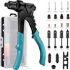 AUTOUTLET Set Rivettatrice 3 in 1 da 10 Pollici Rivetto a Pistola Alesatore con Dado M3-M6 Rivettatura 2.4-4.8 Spille Quadrate e Curve