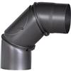 FIREFIX Tubo a gomito in acciaio spesso 2 mm (tubo fumo) di diametro 130 mm, per stufe e fuochi da camino, Senotherm, grigio scuro, regolabile a 0 - 90 gradi, con porta di pulizia