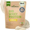RheinNatur Bio Whey Protein Polvere Vaniglia 900 g - Polvere proteica con aroma naturale e senza soia - 100% proteine del siero di latte biologico per frullati proteici