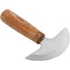 Miskall Coltello in Pelle a Testa Tonda, Coltello da Lavoro in Pelle Coltello Tondo Per Lavorazione della Pelle con Manico in Legno, Coltello Tondo Per Lavorazione della Pelle a Mezza Luna E Taglierino Per Ta