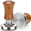YMWVH Tamper per caffè con base Ripple, 58,3 mm, in acciaio inox, elegante manico in noce per caffè e amanti del caffè