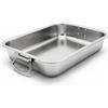 Space Home Teglia da Forno Rettangolare in Acciaio Inossidabile 36 x 27 cm - Rostiera con Maniglie Pieghevoli per Lasagne, Arrosti, Carne, Pollo, Pesce, Verdure e Dolci
