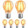 ledscom.de 6 pezzi E27 lampadina LED, A60, bianco extra caldo (2400 K), 7 W, 778lm, 3-step dimmer, color oro