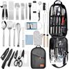Zzxker 36 Pezzi Utensili da Cucina da Campeggio,Kit posate da campeggio,Set da Cucina da Campeggio Completo per L'esterno,Picnic e Griglia