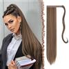 FESHFEN Posticci per capelli Extension Coda Di Cavallo Capelli Marrone dorato Biondo misto Lunga Estensione Capelli Sintetici Coda Capelli Extensions per Donna 60cm, 125g