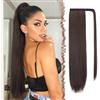 FESHFEN Posticci per capelli Extension Coda Di Cavallo Capelli Marrone Scuro Lunga Estensione Capelli Sintetici Coda Capelli Extensions per Donna 60cm, 125g