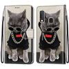 Mo-Somnus Cover per Samsung Galaxy A20E, Custodia in PU Pelle Magnetica Libro Flip Caso Antiurto Portafoglio [Supporto Stand] con Porta Carte e Cinturino da Polso Wallet Case (Gatti 3)