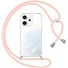 Pnakqil Cover per OPPO Reno 14 F/FS 5G con Cordino, Trasparente Custodia con Laccio Tracolla Cellulare Girocollo Collana Protettiva per Oppo Reno14 FS 6.57, Rosa