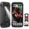 Ulefone RugKing 4 Pro Cellulare Android 15, 10200mAh Batteria AI Telefono Impermeabile 48MP+8MP 16GB+256GB/SD-2TB, Octa-Core Rugged Smartphone 6.56 120Hz/120LM Super Torcia/3-Slots/OTG/NFC/GPS Nero