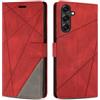SONWO Cover per Samsung Galaxy S25, Flip Custodia in PU Pelle, Cover a Libro Portafoglio con Slot per Schede e Supporto Stand per Galaxy S25, Rosso