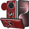 Yutwo Cover per Honor Magic 7 Lite 5G, Custodia per Honor Magic 7 Lite 5G Antiurto Scorrevole Protezione Fotocamera Custodia con 360°Rotante Anello Supporto Cover, Rosso
