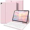 SZPSGC Custodia con tastiera per iPad A16 11/10° generazione 11/10,9'' 2025/2022, custodia magnetica anti-detach, per iPad 11/10° Gen, tastiera layout QWERTZ, rosa