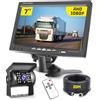 Hikity Kit Telecamera Retromarcia con Monitor 7 Pollici Impermeabile IP68 Telecamera Posteriore Auto Camper Visione Notturna Retromarcia per Camion, Autobus, RV, Rimorchio, Furgone 12-24V